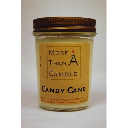 More Than A Candle CDC8J 8 Oz Jelly Jar Soy Candle; Candy Cane